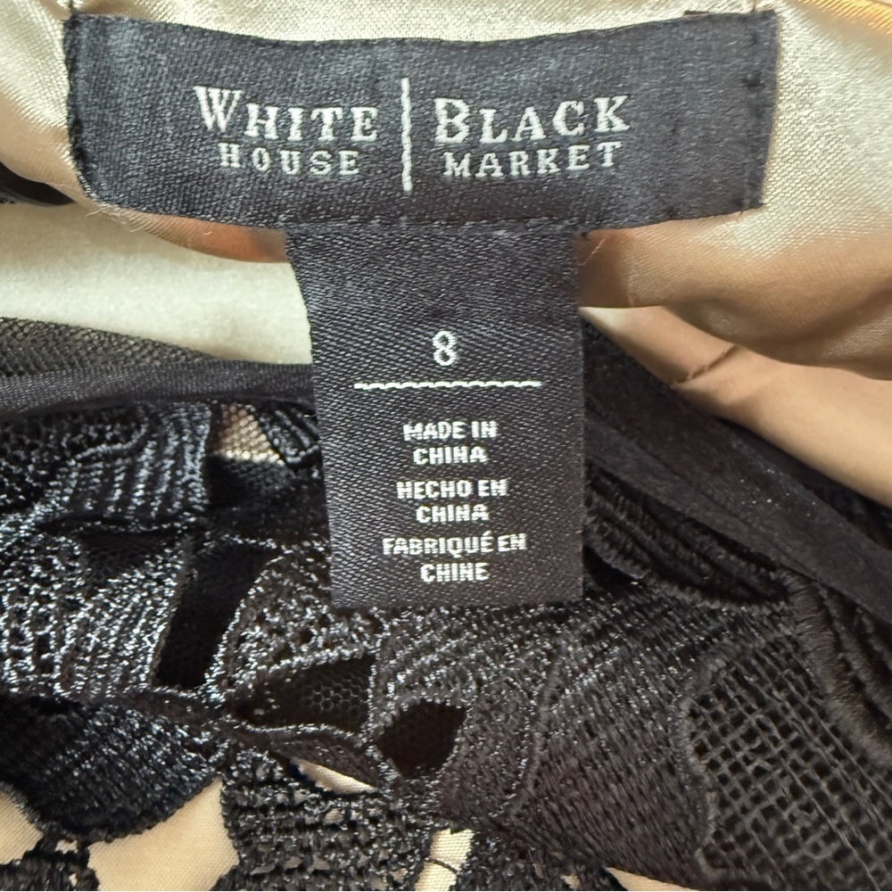 White House Black Market Black Sheath Mini Dress size 8 cocktail wedding guest - Picture 6 of 9